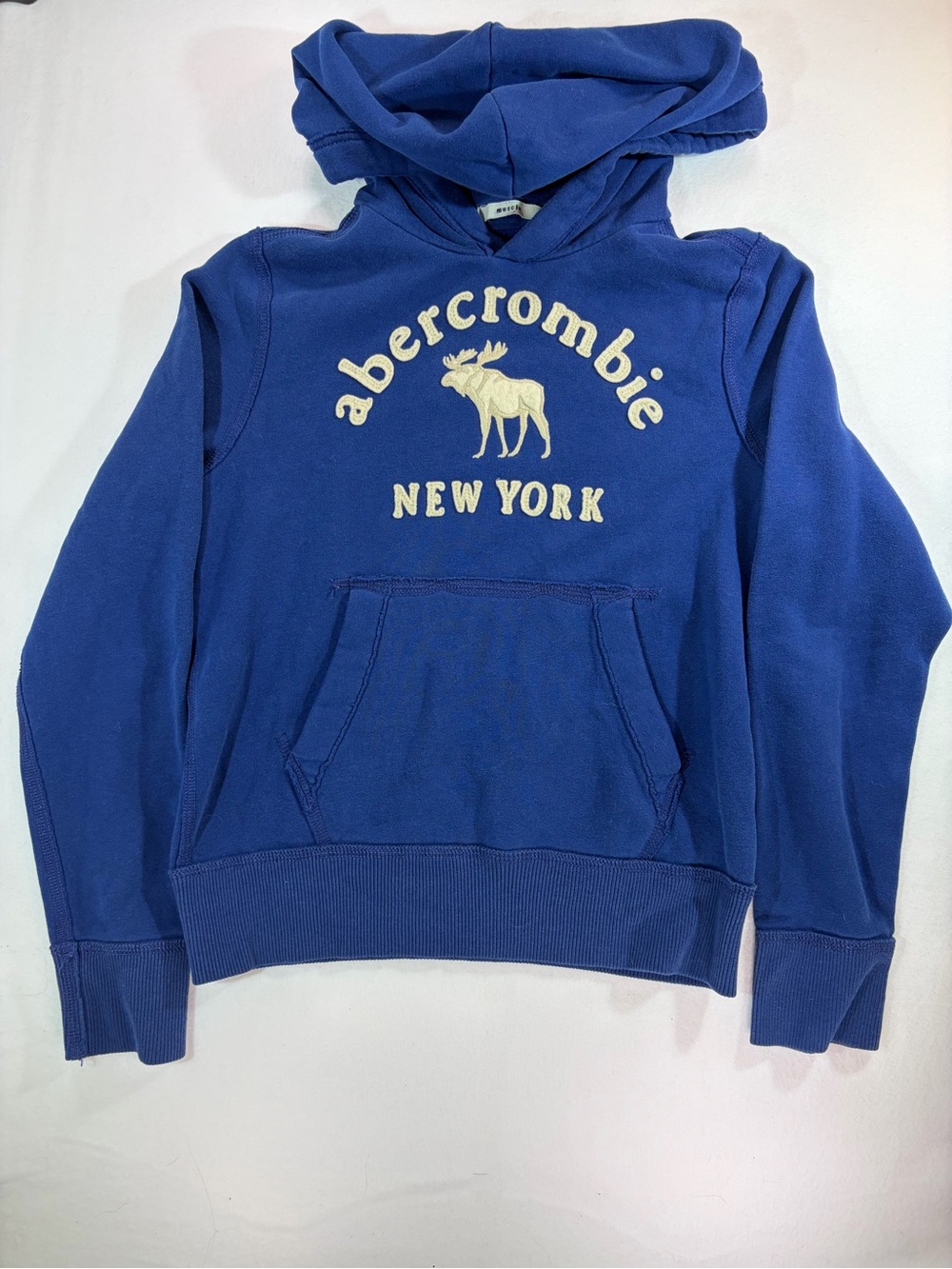 Abercrombie & Fitch Blue Hoodie with Cream Logo